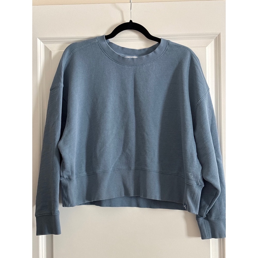 JoyLab Blue Sweatshirt Relaxed Cropped French Terry Pullover Size L NWOT